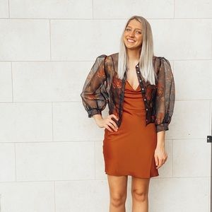 COPY - Black floral mesh top